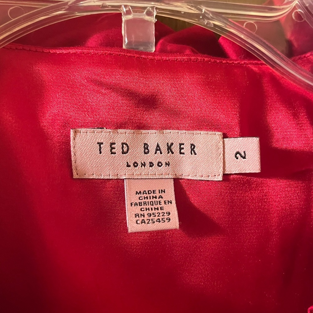 LAST CHANCE | Ted Baker London red ruffle neck belted sheath dress - Picture 3 of 8